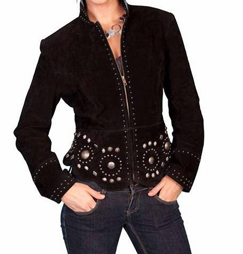 NEW SCULLY suede concho jacket in black